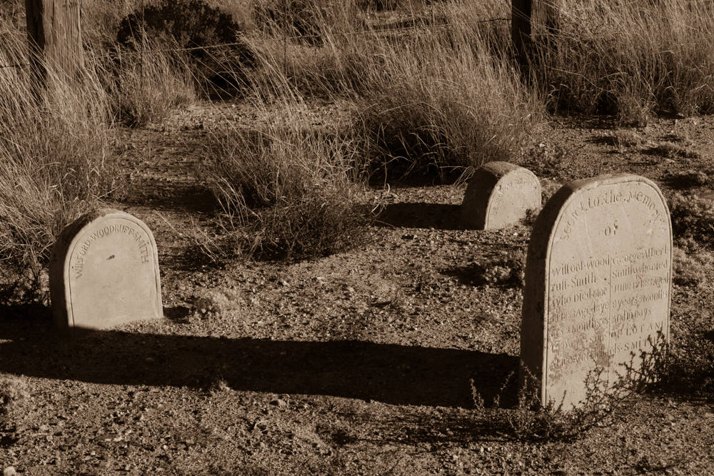 Headstone in old Mormon cemetery  Homolovi State Park Winslow AZ 