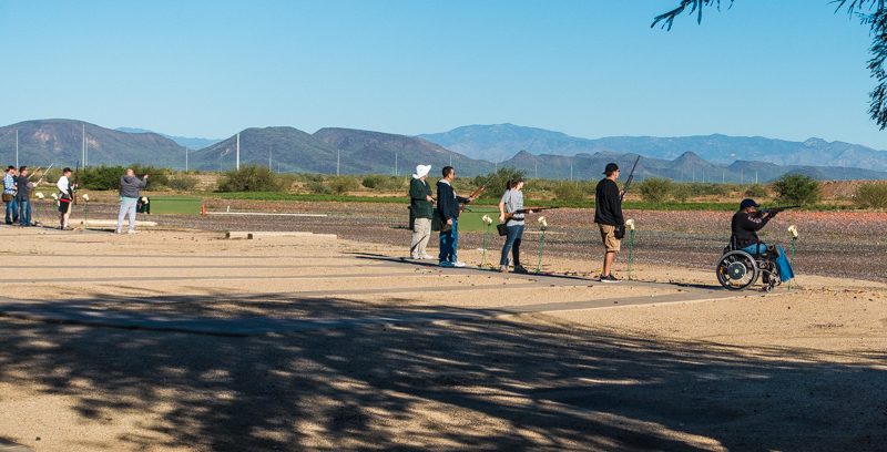 Trap shooters at Ben Avery's gun range Phoenix Arizona