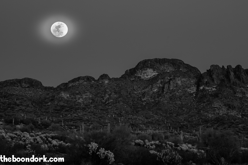 Full moon over vulture peak Wickenburg Arizona, AZ