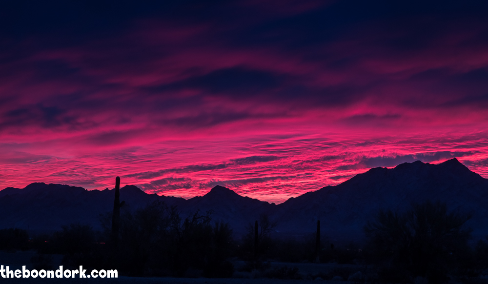 Incredible sunset the sky is pink Quartzsite Arizona