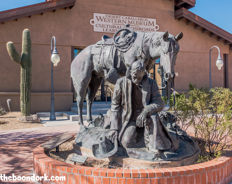 Statue of praying cowboy Wickenburg Arizona