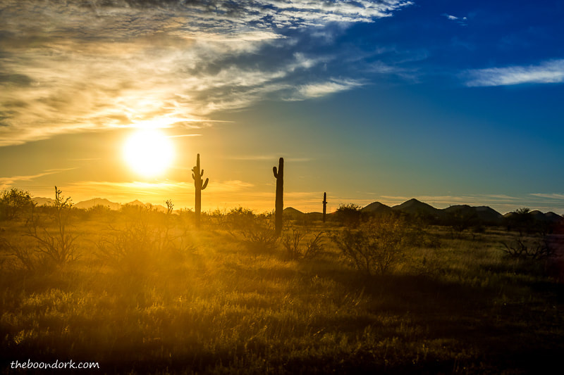 Arizona desert sunrise while boondocking in the Arctic Fox