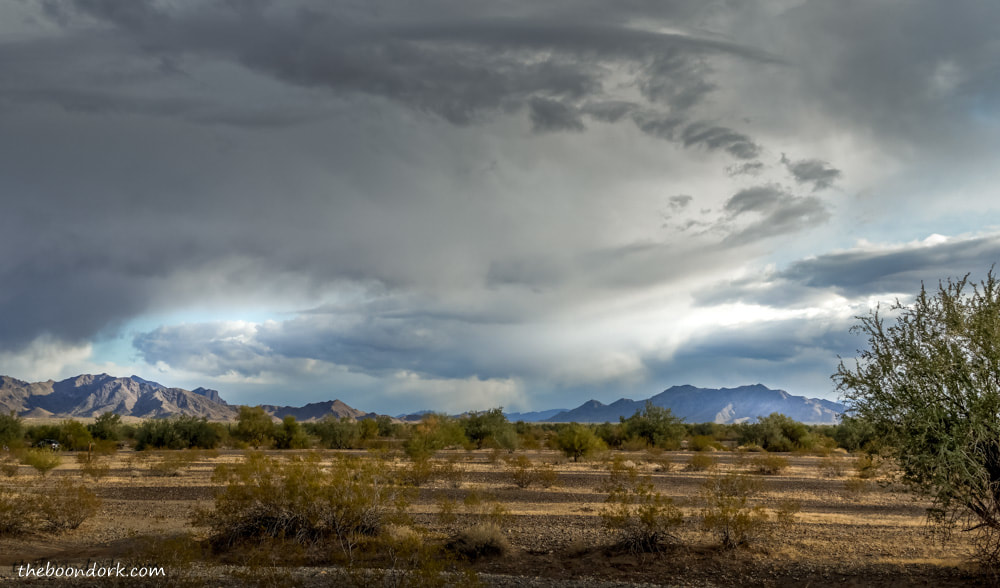 Cloudy day boondocking in Quartzsite Arizona
