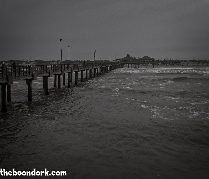 A cloudy dreary day at the Bob Hall fishing pier Padre Island