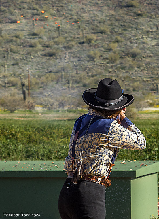 Cowgirl shooting trap at Ben Avery