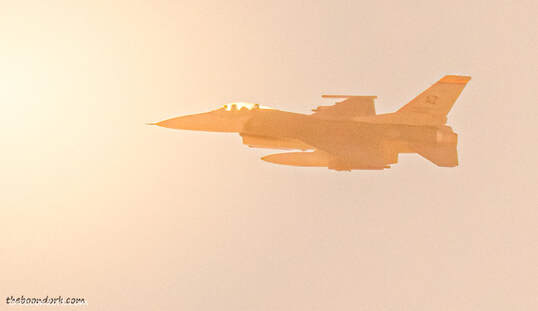 F-16 flying into the sun