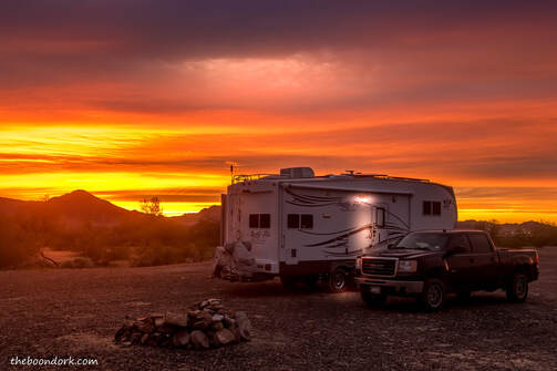 boondocking sunset Quartzsite Arizona Picture