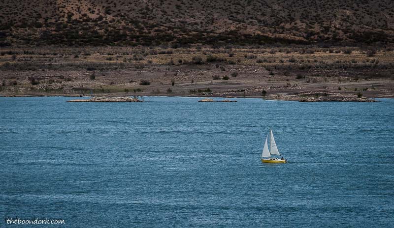 Sailboat on elephant Butte reservoir New Mexico