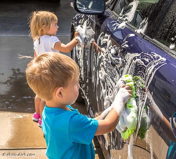 Grandkids washing the car Denver Colorado