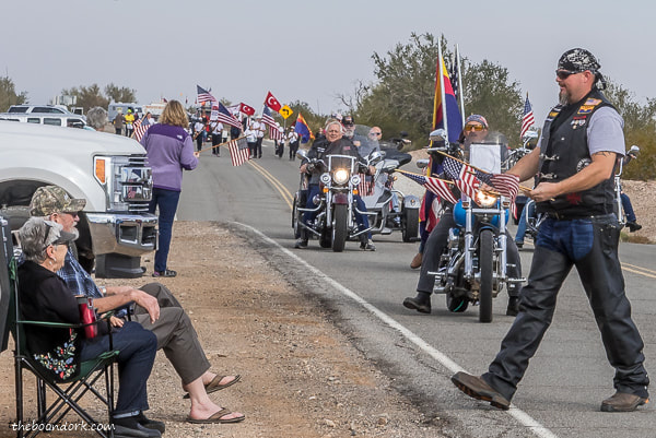 Motorcycle group Quartzsite Arizona parade