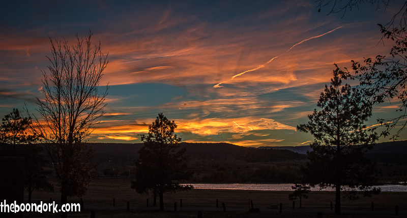 Sunset at Storrie Lake state Park Las Vegas New Mexico