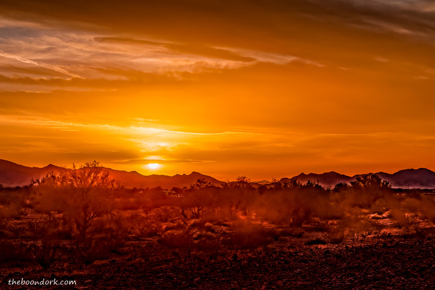Boondocking sunset Quartzsite Arizona