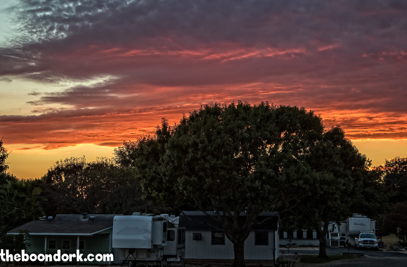 Sunset over the Lone Star corral escapees RV Park Hondo Texas