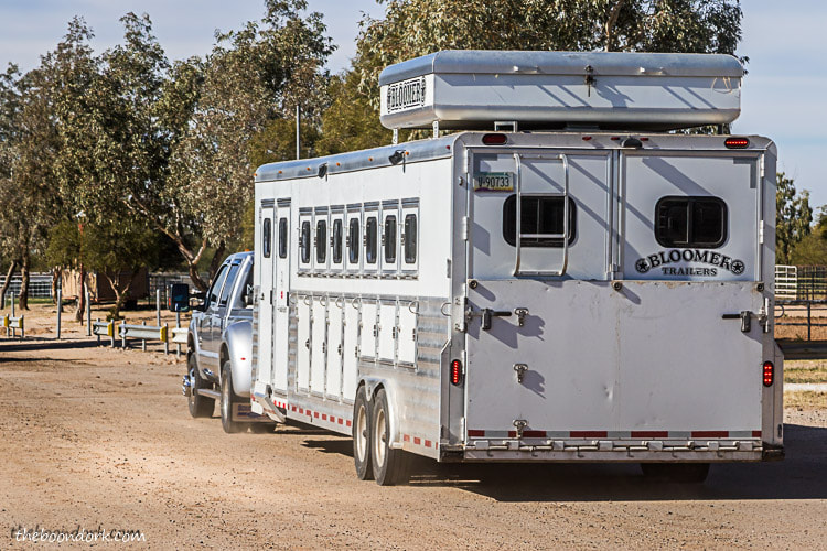 cutting horses arriving at Pima County Fairgrounds Tucson Arizona